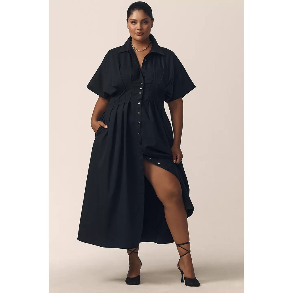 NWT Anthropologie Exquise The Tobie Shirt Dress Black 1X